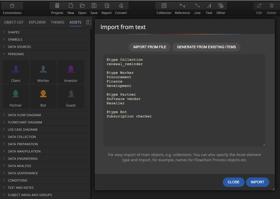 Import assets from text in Moon Modeler
