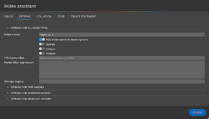 Moon Modeler | MongoDB design tool - index assistant