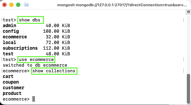 the show collections command in the MongoDB shell