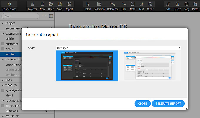 Creation of an interactive HTML report in Moon Modeler
