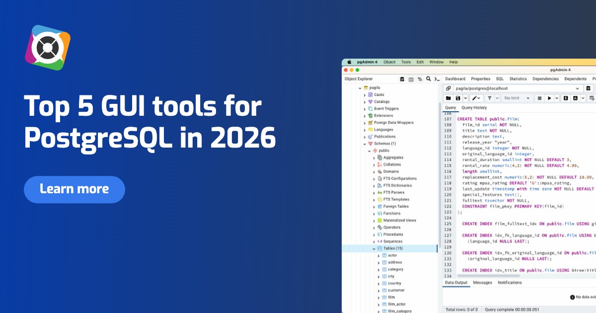 Awesome GUI tools to execute your SQL scripts for PostgreSQL. Pick one of the 5 top GUI tools for PostgreSQL and manage your databases easily.