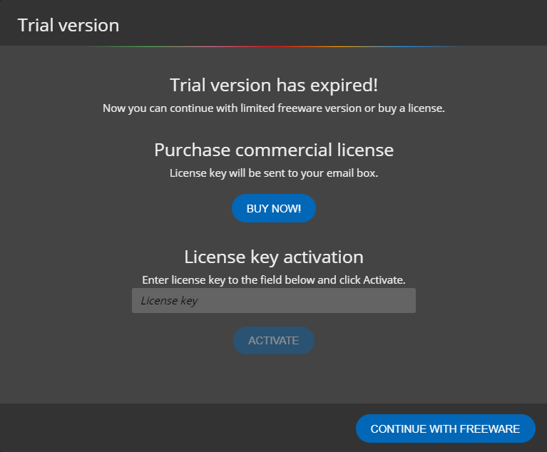 Database modeling tool and freeware mode switch