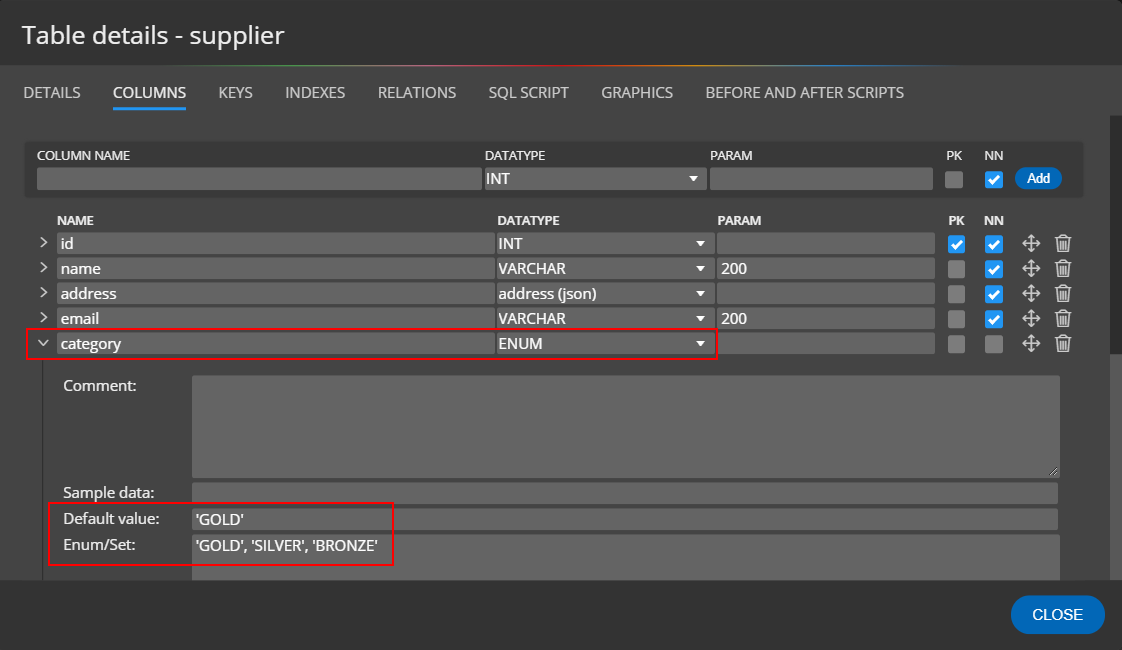 enum and set in mariadb