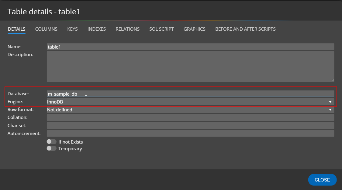 New table default values