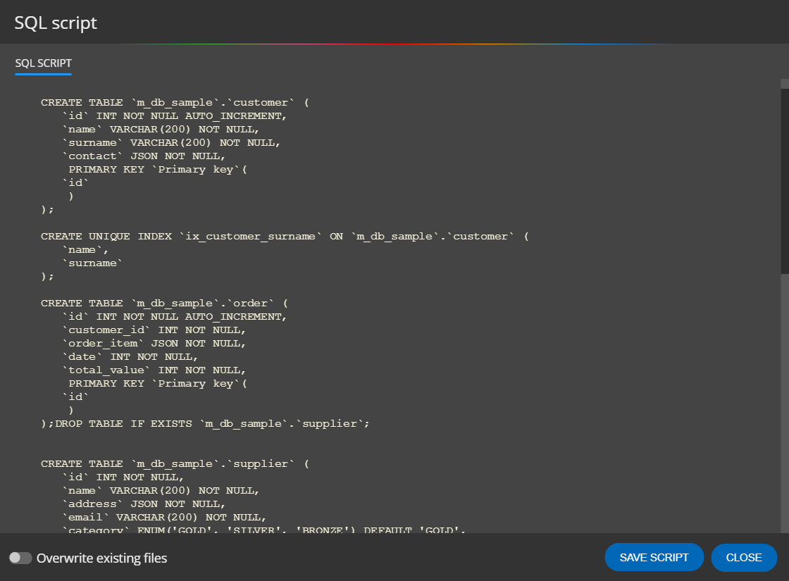 SQL script for MariaDB