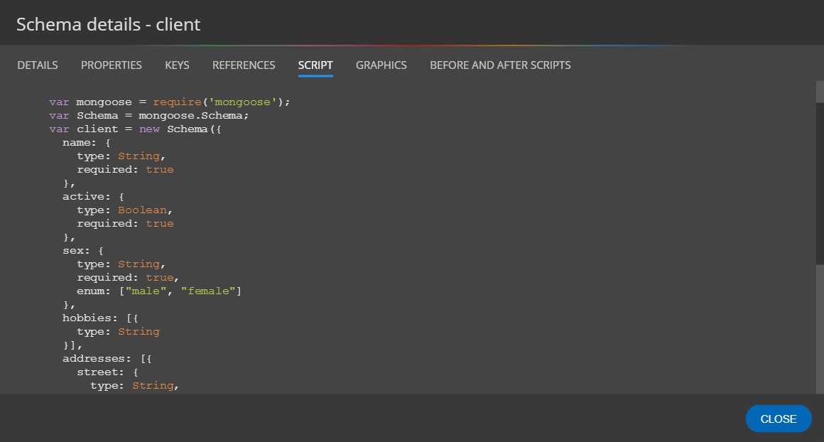 MongoDB validation script generated by Moon Modeler - tool for MongoDB and noSQL database design and data modeling MongoDB validation script generated by Moon Modeler - tool for MongoDB and noSQL database design and data modeling