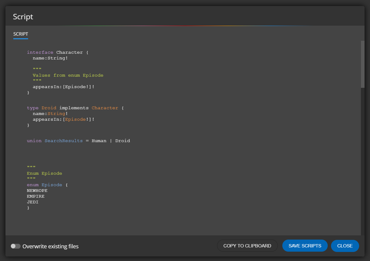 graphql schema script