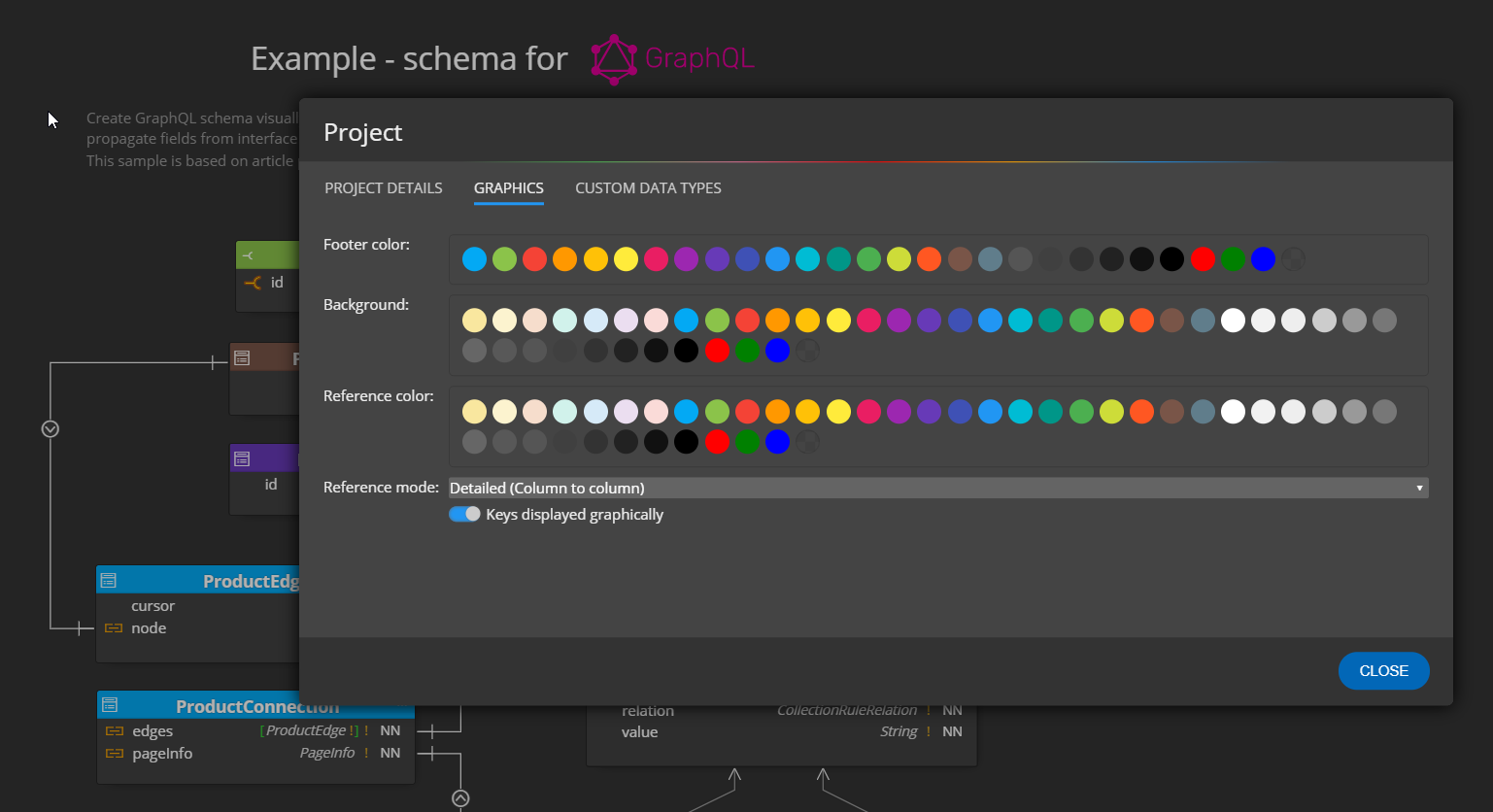 moon modeler - graphql project settings