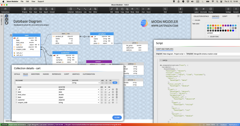 ERD made in Moon Modeler database modeling tool