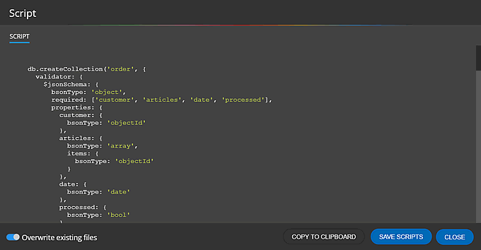 Schema validation script Generated schema validation script