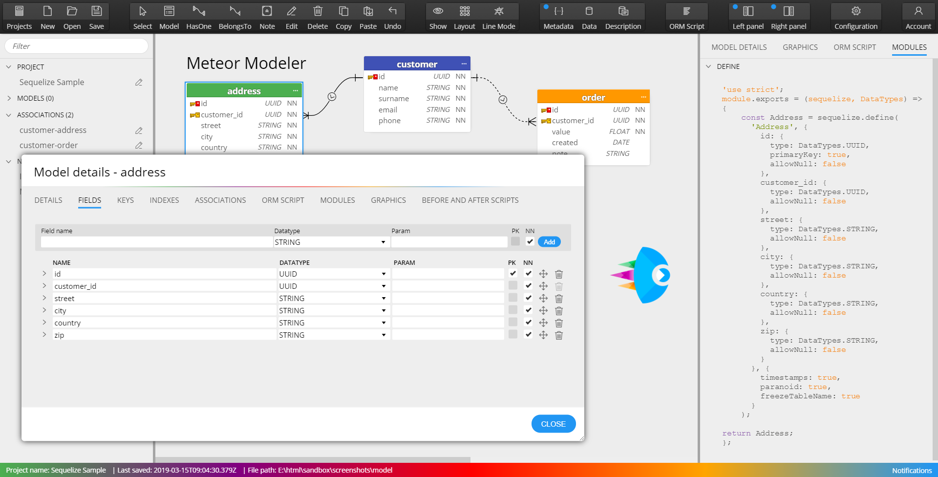 ORM modeling tool