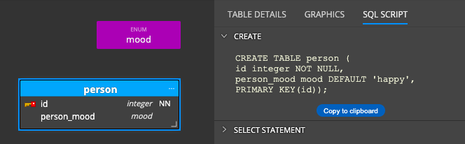Enum - postgresql table with enumerated type