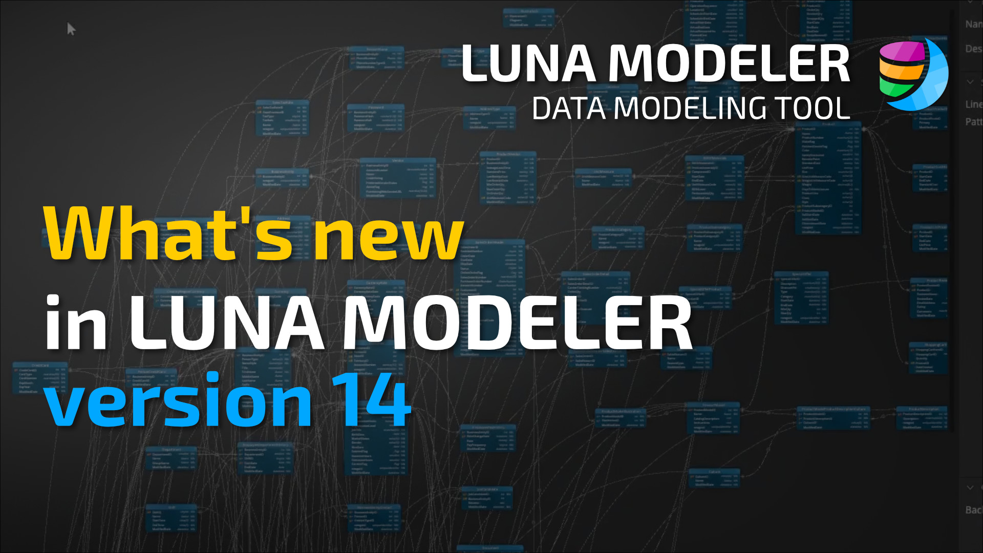 Watch what's new in Luna Modeler version 14: Context Lens for large diagrams, Git-friendly folder-based collaboration, a headless CLI, and cleaner line routing.